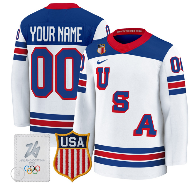 CUSTOM Men 2026 USA Olympic WHITE NHL Jersey